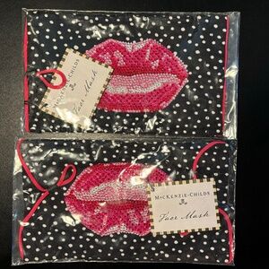 MacKenzie-Childs Pucker Up Shine Face Coverings - Set of 2, New